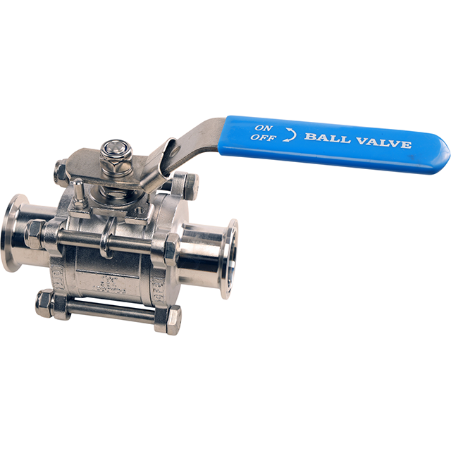 1.5" Tri Clamp Ball Valve, Safety Clip on the handle. Connect to with tri gasket and clamp