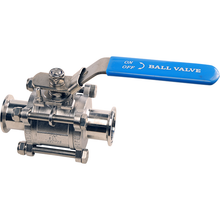 Load image into Gallery viewer, 1.5&quot; Tri Clamp Ball Valve, Safety Clip on the handle. Connect to with tri gasket and clamp