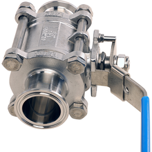 Load image into Gallery viewer, 1.5&quot; Tri Clamp Ball Valve, Safety Clip on the handle. Connect to with tri gasket and clamp