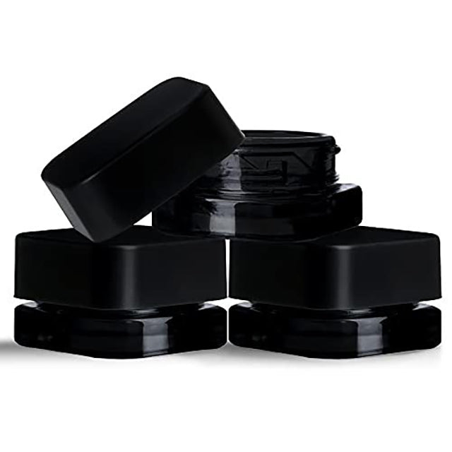 Black Square Glass Jars - 5ml