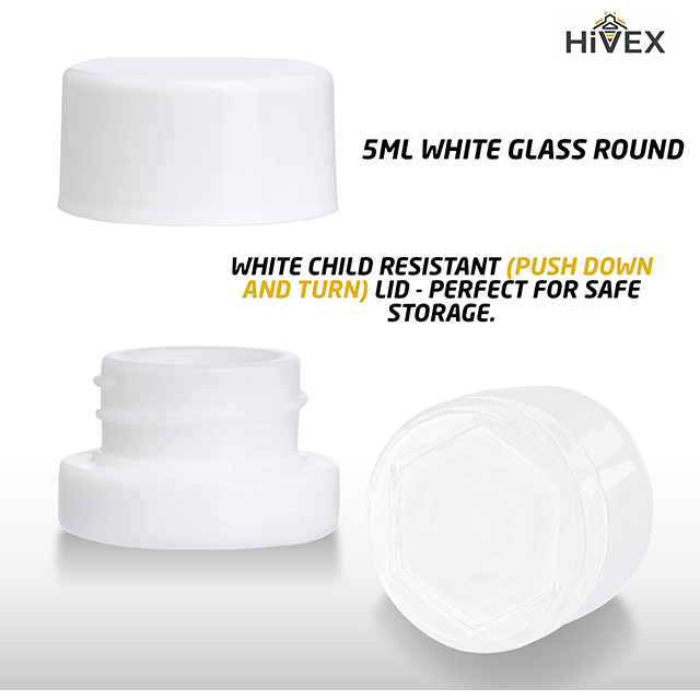 White Round Glass Jars - 5ml